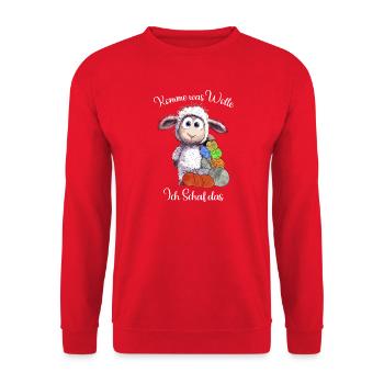 Sheep with wool: I sheep the pun - Unisex Sweatshirt - red - Front - Alina (178cm) & Michal (187cm)