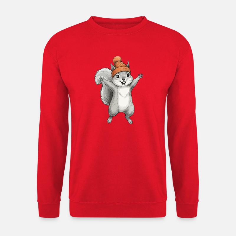 Eichhörnchen mit Mütze - Unisex Pullover - Rot