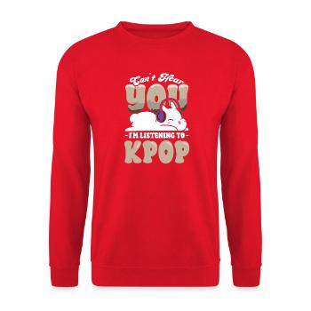 Kpop bunny with headphones - Unisex Sweatshirt - red - Front - Alina (178cm) & Michal (187cm)