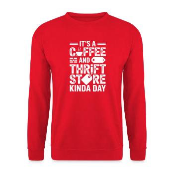 Coffee Thrift Store Vibe - Unisex Sweatshirt - red - Front - Alina (178cm) & Michal (187cm)