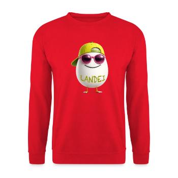 Landei mit Neon Sonnenbrille - Unisex Pullover - Rot - Vorne - Alina (178cm) & Michal (187cm)
