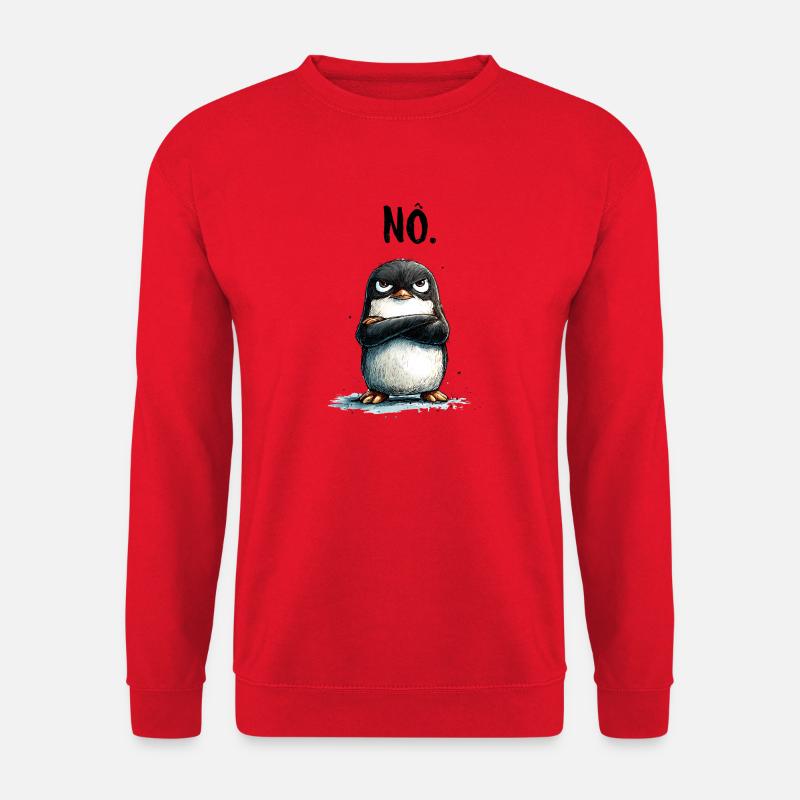Grumpy Penguin Nope Statement Motif - Unisex Sweatshirt - red
