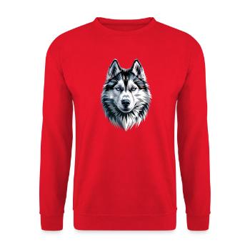 Husky Hunde Liebhaber Hund Liebe Siberian Huskys - Unisex Pullover - Rot - Vorne - Alina (178cm) & Michal (187cm)