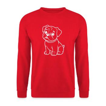 Pug Line Drawing Cartoon Dog - Unisex Sweatshirt - red - Front - Alina (178cm) & Michal (187cm)