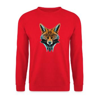 Neon Fox Head - Unisex Sweatshirt - red - Front - Alina (178cm) & Michal (187cm)