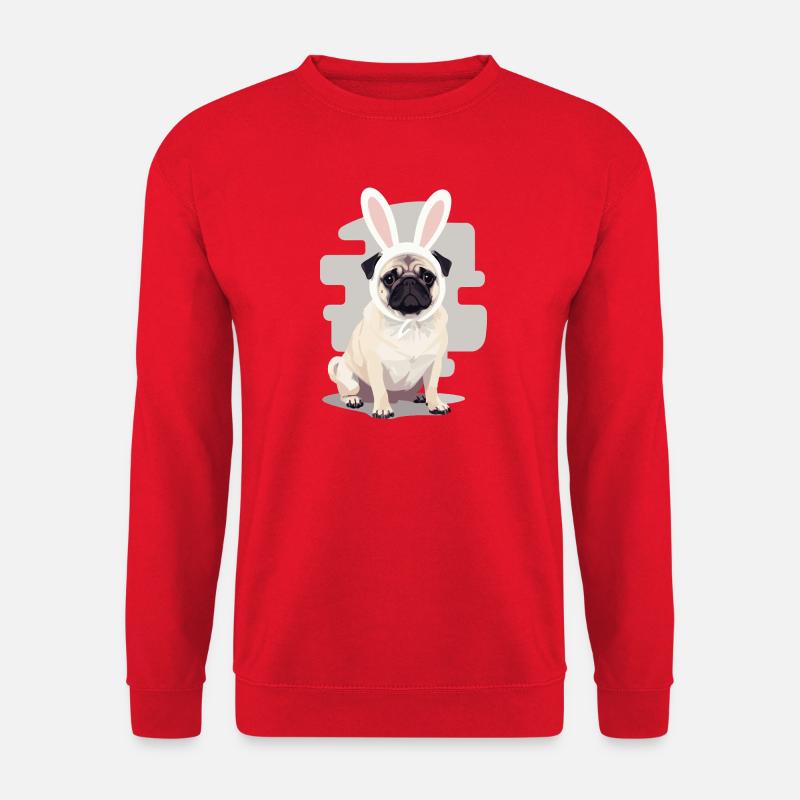 Mops Bunny - Unisex Pullover - Rot