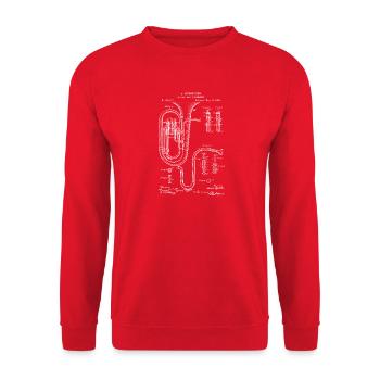 Concerto breveté pour tuba technique rétro vintage - Sweat-shirt Unisexe - rouge - Devant - Alina (178cm) & Michal (187cm)