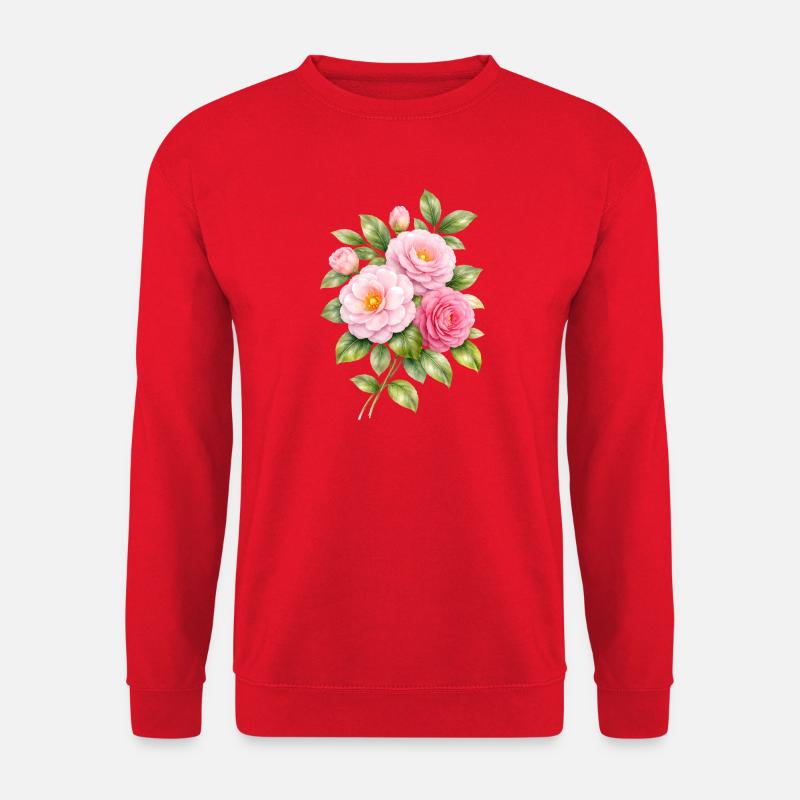 Rosa Kamelienblüten Illustration   - Unisex Pullover - Rot