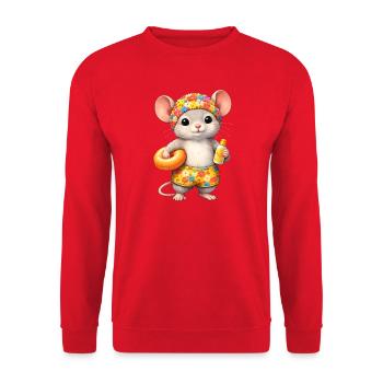 Cute mouse on summer vacation - Unisex Sweatshirt - red - Front - Alina (178cm) & Michal (187cm)