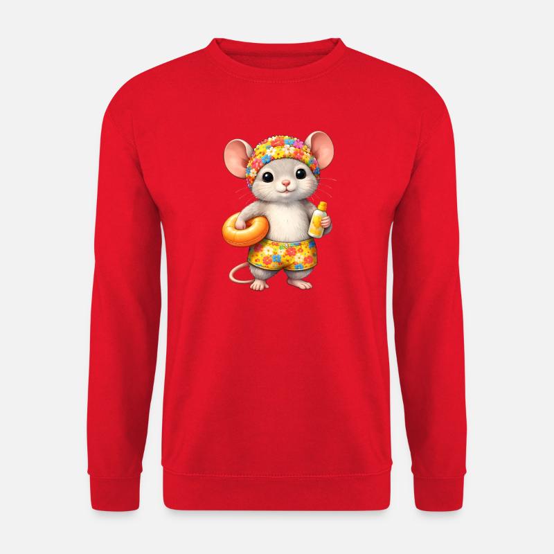 Cute mouse on summer vacation - Unisex Sweatshirt - red