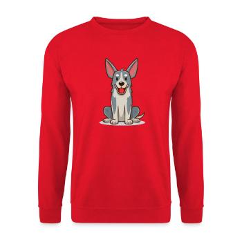 Small, funny, gray dog (comic) - Unisex Sweatshirt - red - Front - Alina (178cm) & Michal (187cm)
