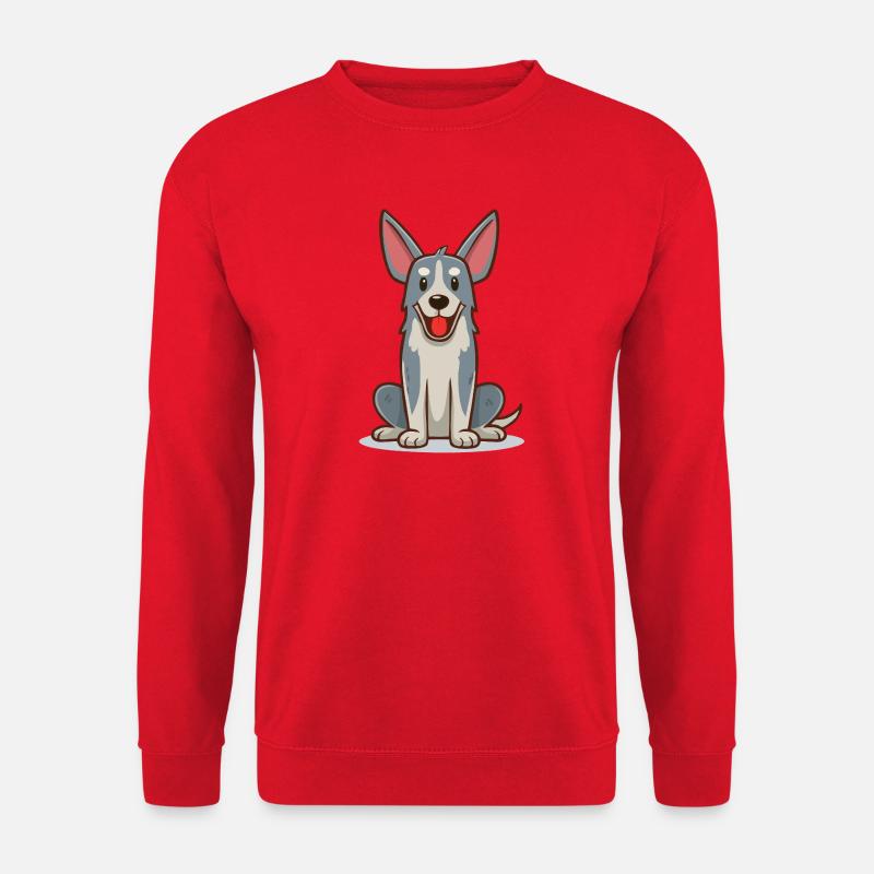 Kleiner, lustiger, grauer Hund (Comic) - Unisex Pullover - Rot