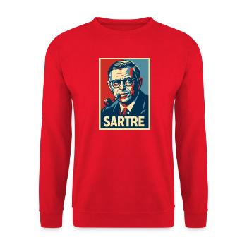 Sartre Pop Art Portrait - Unisex Sweatshirt - red - Front - Alina (178cm) & Michal (187cm)