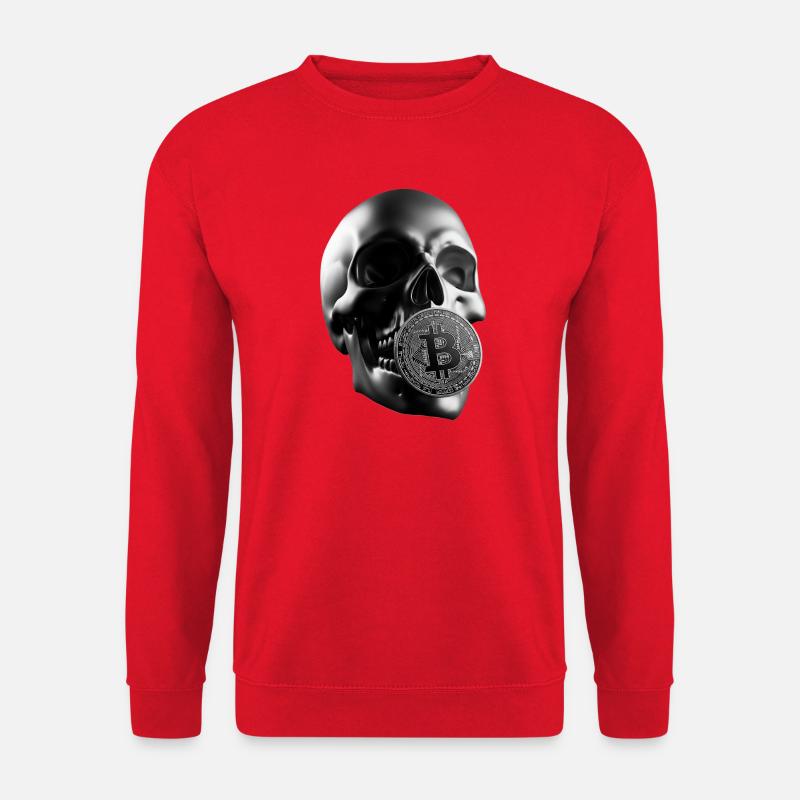 Bitcoin Skull Totenkopf Krypto Design - Unisex Pullover - Rot