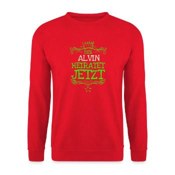 Geschenk für Alvin - Unisex Pullover - Rot - Vorne - Alina (178cm) & Michal (187cm)