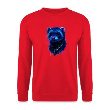 Cosmic Ferret with Flashes of Neon Light - Unisex Sweatshirt - red - Front - Alina (178cm) & Michal (187cm)
