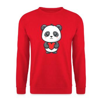 Cute Baby Panda with Heart - Unisex Sweatshirt - red - Front - Alina (178cm) & Michal (187cm)