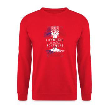 Francais De Racines Tcheques T-Shirt Cadeau Humour - Sweat-shirt Unisexe - rouge - Devant - Alina (178cm) & Michal (187cm)