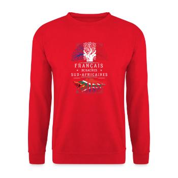 Francais De Racines Sud Africaines T-Shirt Cade... - Sweat-shirt Unisexe - rouge - Devant - Alina (178cm) & Michal (187cm)