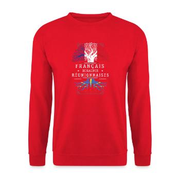 Francais De Racines Reunionnaises T-Shirt Cadea... - Sweat-shirt Unisexe - rouge - Devant - Alina (178cm) & Michal (187cm)