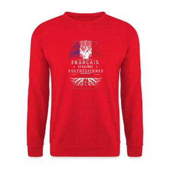 Francais De Racines Polynesiennes T-Shirt Cadea... - Sweat-shirt Unisexe - rouge - Devant - Alina (178cm) & Michal (187cm)