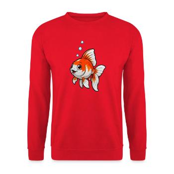Poisson rouge de dessin animé de carpes koi avec des bulles - Sweat-shirt Unisexe - rouge - Devant - Alina (178cm) & Michal (187cm)
