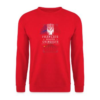 Francais De Racines Chinoises T-Shirt Cadeau Hu... - Sweat-shirt Unisexe - rouge - Devant - Alina (178cm) & Michal (187cm)