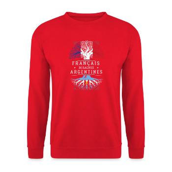 Francais De Racines Argentines T-Shirt Cadeau H... - Sweat-shirt Unisexe - rouge - Devant - Alina (178cm) & Michal (187cm)