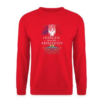 Francais De Racines Ardechoises T-Shirt Cadeau ... - Sweat-shirt Unisexe - rouge - Devant - Alina (178cm) & Michal (187cm)