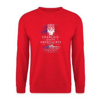 Francais De Racines Americaines T-Shirt Cadeau ... - Sweat-shirt Unisexe - rouge - Devant - Alina (178cm) & Michal (187cm)