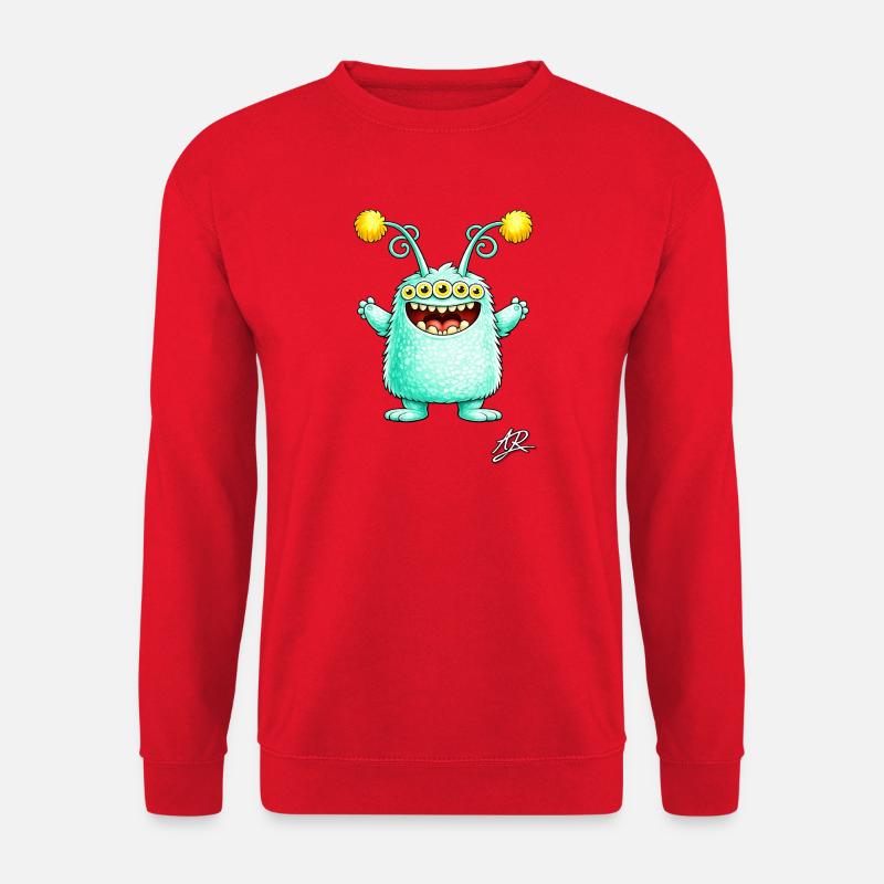 Grünes fünfäugiges Monster - Unisex Pullover - Rot