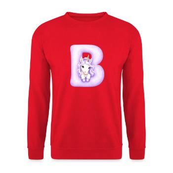Lettre B Licorne Violette - Sweat-shirt Unisexe - rouge - Devant - Alina (178cm) & Michal (187cm)