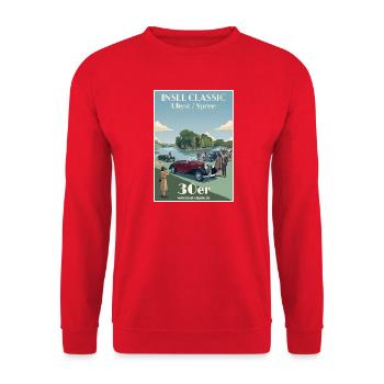 Insel Classic Uhyst Spree Oldtimer30er Vintage Car - Unisex Pullover - Rot - Vorne - Alina (178cm) & Michal (187cm)