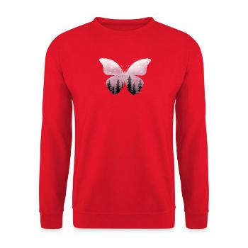 Pastell Rosa Schmetterling Wald - Unisex Pullover - Rot - Vorne - Alina (178cm) & Michal (187cm)