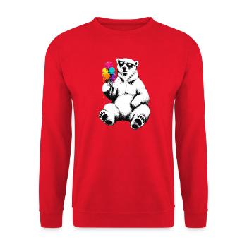 Ours polaire avec glace style pochoir - Sweat-shirt Unisexe - rouge - Devant - Alina (178cm) & Michal (187cm)