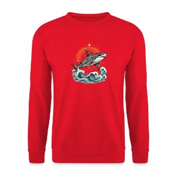 Guardian_Shark - Unisex Sweatshirt - red - Front - Alina (178cm) & Michal (187cm)