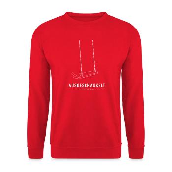 Ausgeschaukelt Kita Ende 2027 Abschied T-Shirt - Unisex Pullover - Rot - Vorne - Alina (178cm) & Michal (187cm)