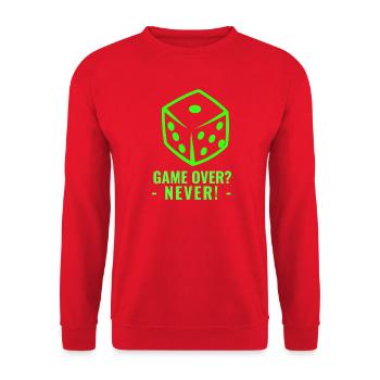 GAME OVER? - NEVER! - Unisex Pullover - Rot - Vorne - Alina (178cm) & Michal (187cm)