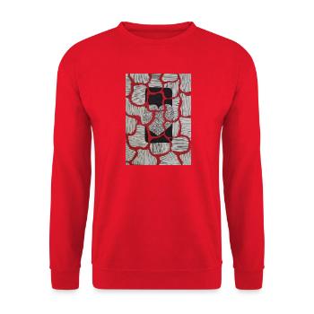 Rot-Weiß Schwarzes Herz - Unisex Pullover - Rot - Vorne - Alina (178cm) & Michal (187cm)