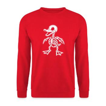 Süßes Skelett Ente Vogel Bauernhof Cartoon Shirt - Unisex Pullover - Rot - Vorne - Alina (178cm) & Michal (187cm)