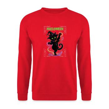 Halloween black cat dancing - Unisex Pullover - Rot - Vorne - Alina (178cm) & Michal (187cm)
