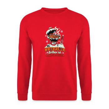 Wintergrillen Keine Jahreszeit - Unisex Pullover - Rot - Vorne - Alina (178cm) & Michal (187cm)