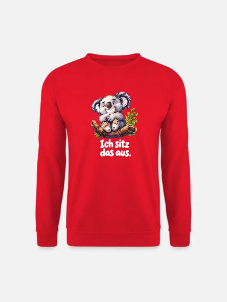 Ich sitz das aus – Lustiger Koala auf einem Ast - Unisex Pullover - Rot
