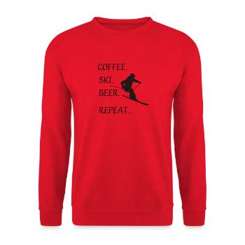 COFFEE SKI BEER REPEAT, Ski fahren - Unisex Pullover - Rot - Vorne - Alina (178cm) & Michal (187cm)