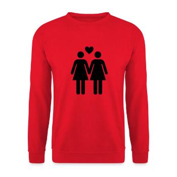 Liebe Mädchen, Lesben, Homosexuell Stolz LGBT - Unisex Pullover - Rot - Vorne - Alina (178cm) & Michal (187cm)