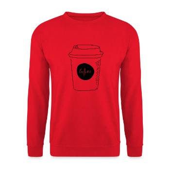 Café. café, café - Sweat-shirt Unisexe - rouge - Devant - Alina (178cm) & Michal (187cm)