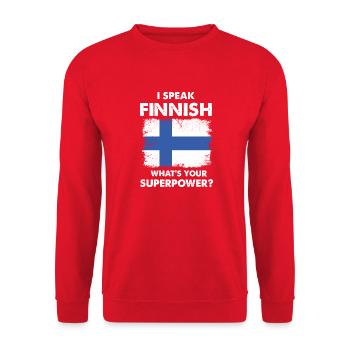 speak finnish superpower - Unisex Sweatshirt - red - Front - Alina (178cm) & Michal (187cm)