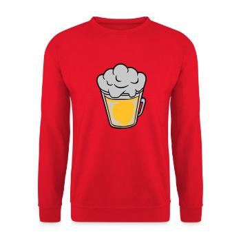 Comic Bier von oben - Unisex Pullover - Rot - Vorne - Alina (178cm) & Michal (187cm)