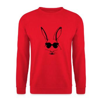 Lapin Animal de compagnie Cool Lunettes de soleil Lapin Vecteur - Sweat-shirt Unisexe - rouge - Devant - Alina (178cm) & Michal (187cm)