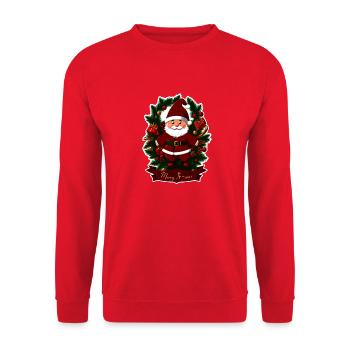 Sticker Santa Claus framed by fir branches - Unisex Sweatshirt - red - Front - Alina (178cm) & Michal (187cm)